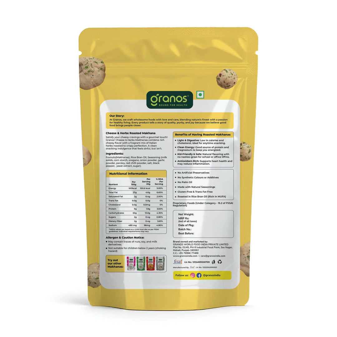 Granos Roasted Makhana 60g Cheese & Herbs
