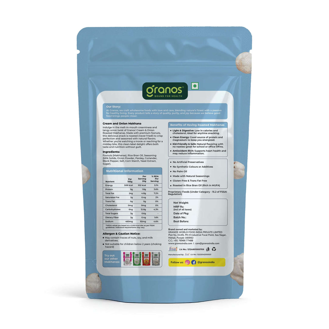 Granos Roasted Makhana 60g Cream & Onion