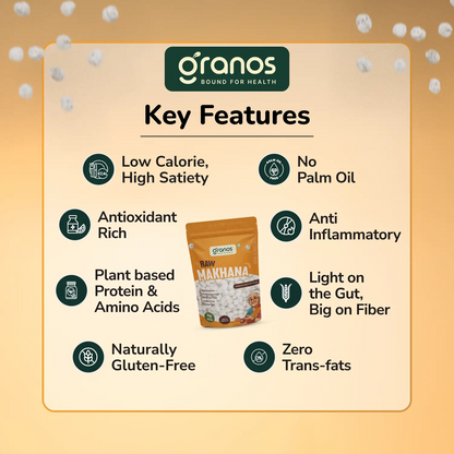 Granos Raw Makhana 100g | Jumbo Size & Rich in Protein
