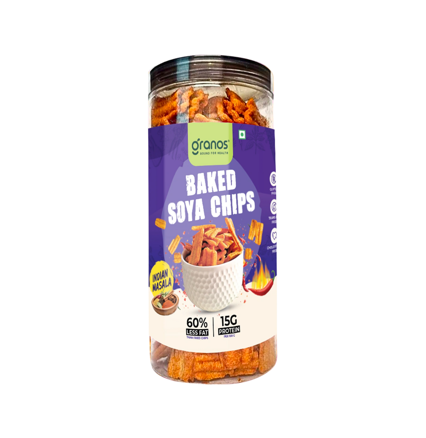 Granos Baked Soya Chips 200g Indian Masala