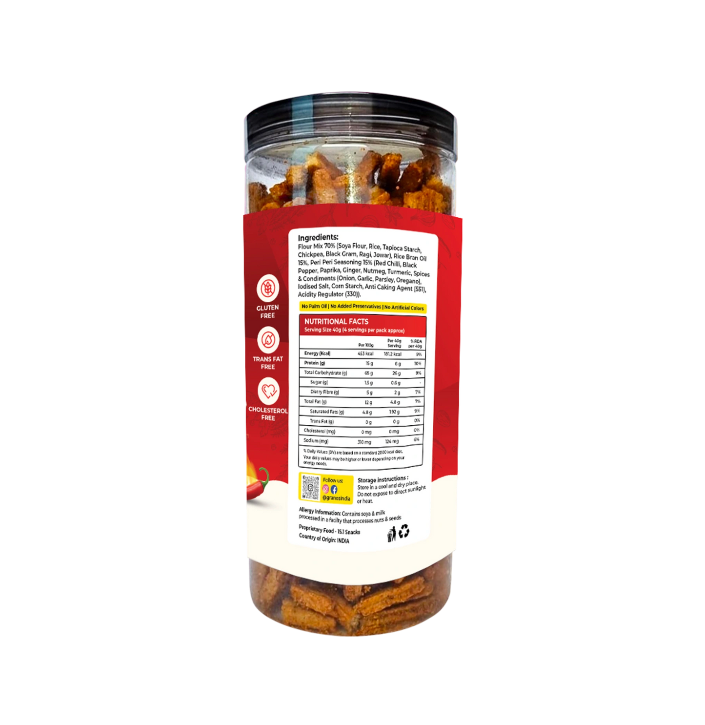 Granos Baked Soya Sticks 150g Peri Peri