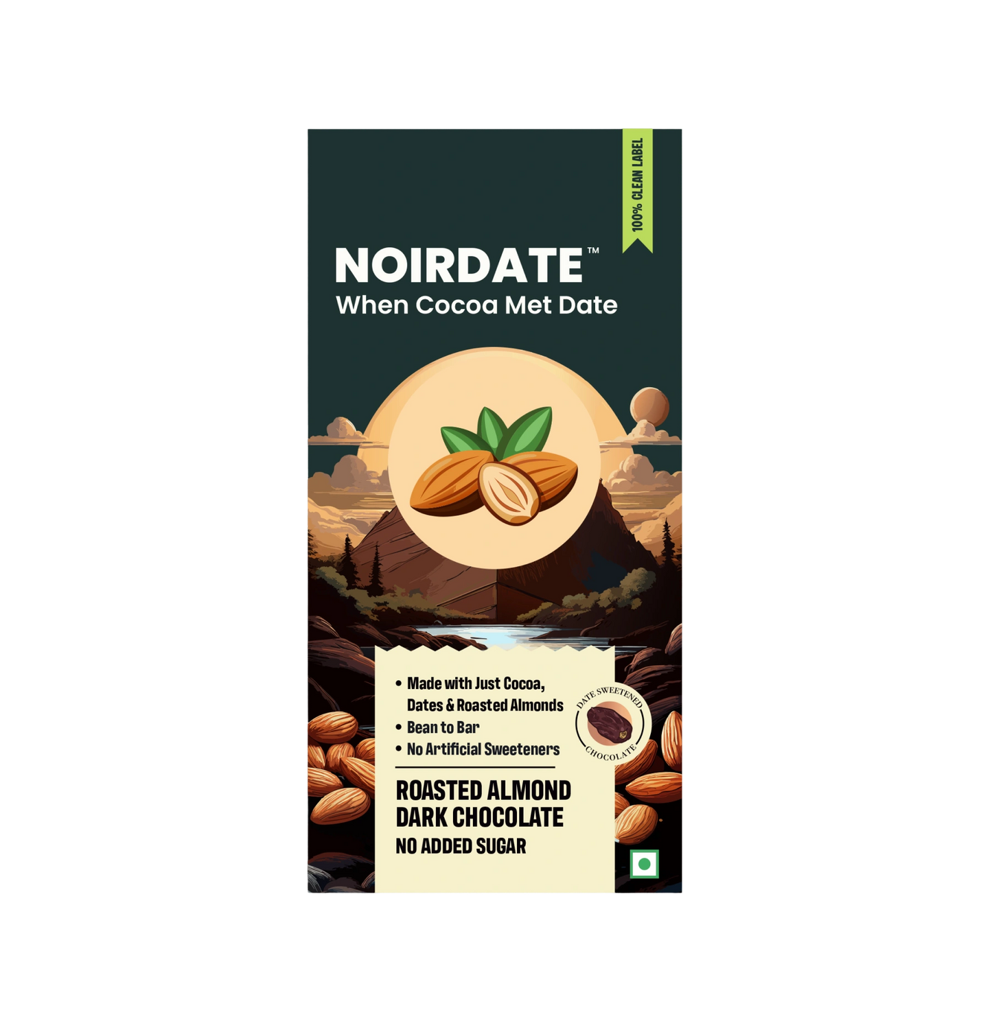 Noir Date Roasted Almond Dark Chocolate