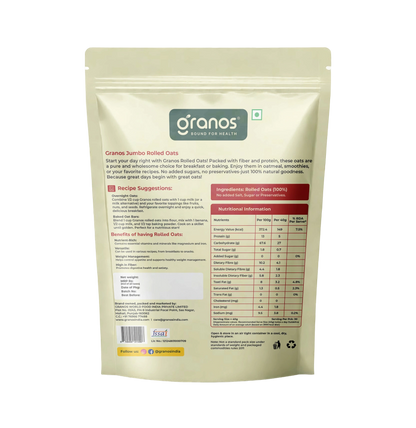 Granos Jumbo Rolled Oats 1kg | High Protein & Fiber