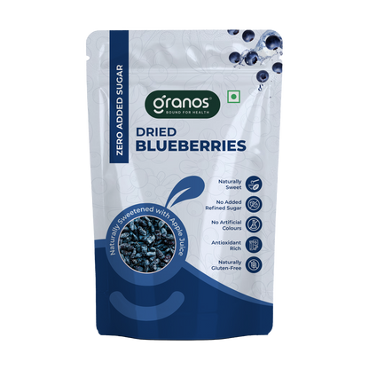 Granos Zero Added Sugar Dried Blueberries 150g | Naturally Sweetened with Apple Juice